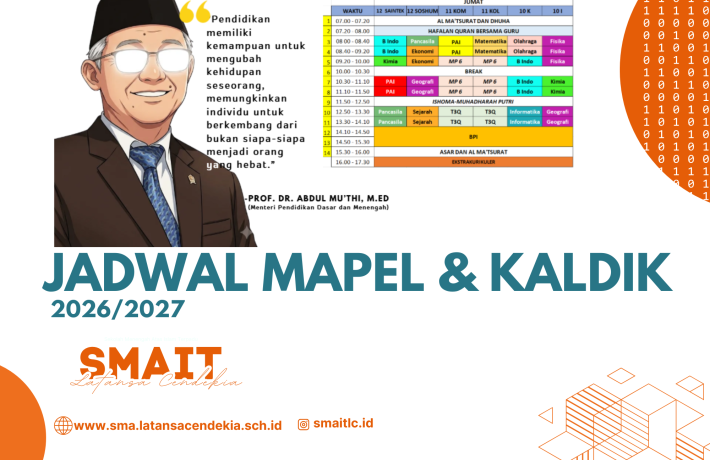 Jadwal Mata Pelajaran & Kalender Akademik SMAIT Latansa Cendekia Tahun Pelajaran 2026/2027